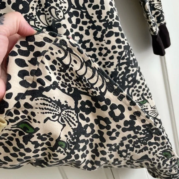 Free People Black & White Hersey Leopard Print Dress with Green Eyes Y2K S/M Vtg - Picture 4 of 8